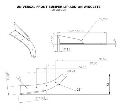 UNIVERSAL FRONT BUMPER LIP ADD-ON WINGLETS
